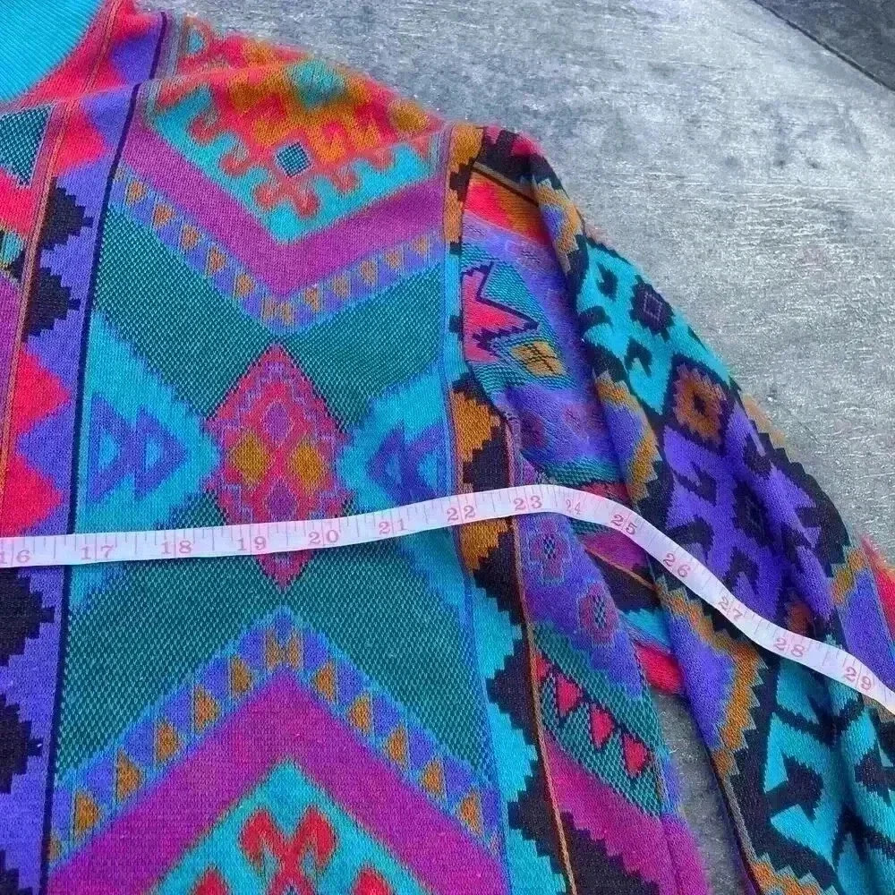 Vintage 90s Graff XL Mock Neck Quarter Sleeve Aztec/Tribal Print Multicolor - Picture 6 of 8